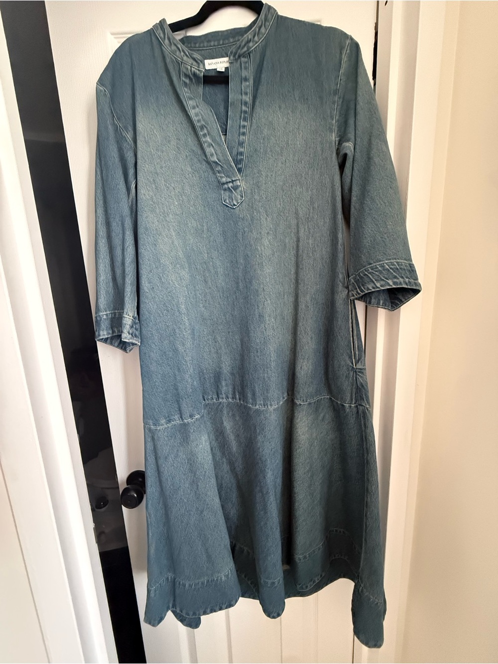 Banana republic.  Washed Denim Blue Relaxed long Dress NWT.